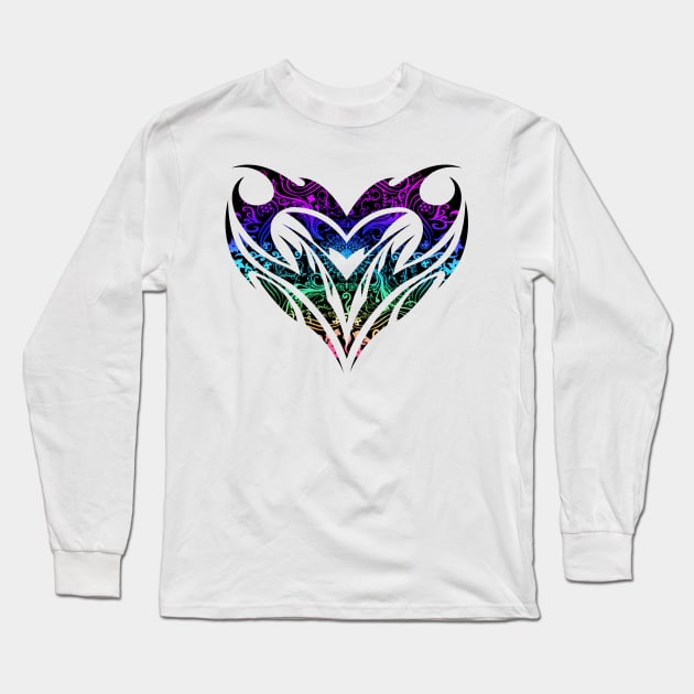 Trippy Tribal Heart Mandala Long Sleeve T-Shirt by Adamhass